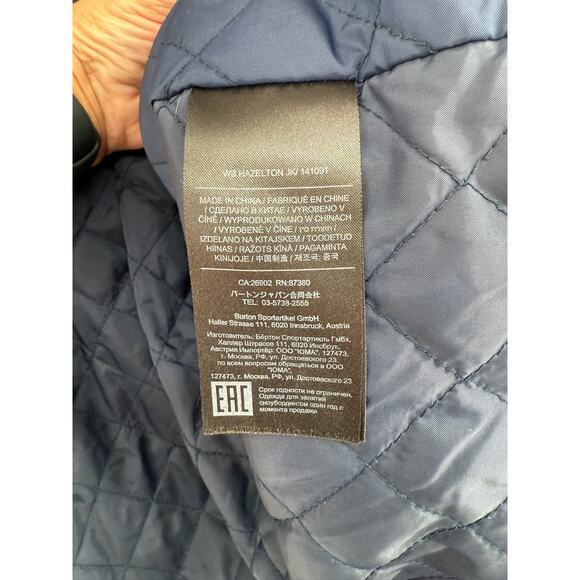 Burton Durable Goods Quilt Lined Tie Waist Jacket Womens XS Navy Blue Hooded - Picture 13 of 14